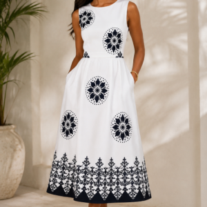 Noir and Blanc Midi Dress